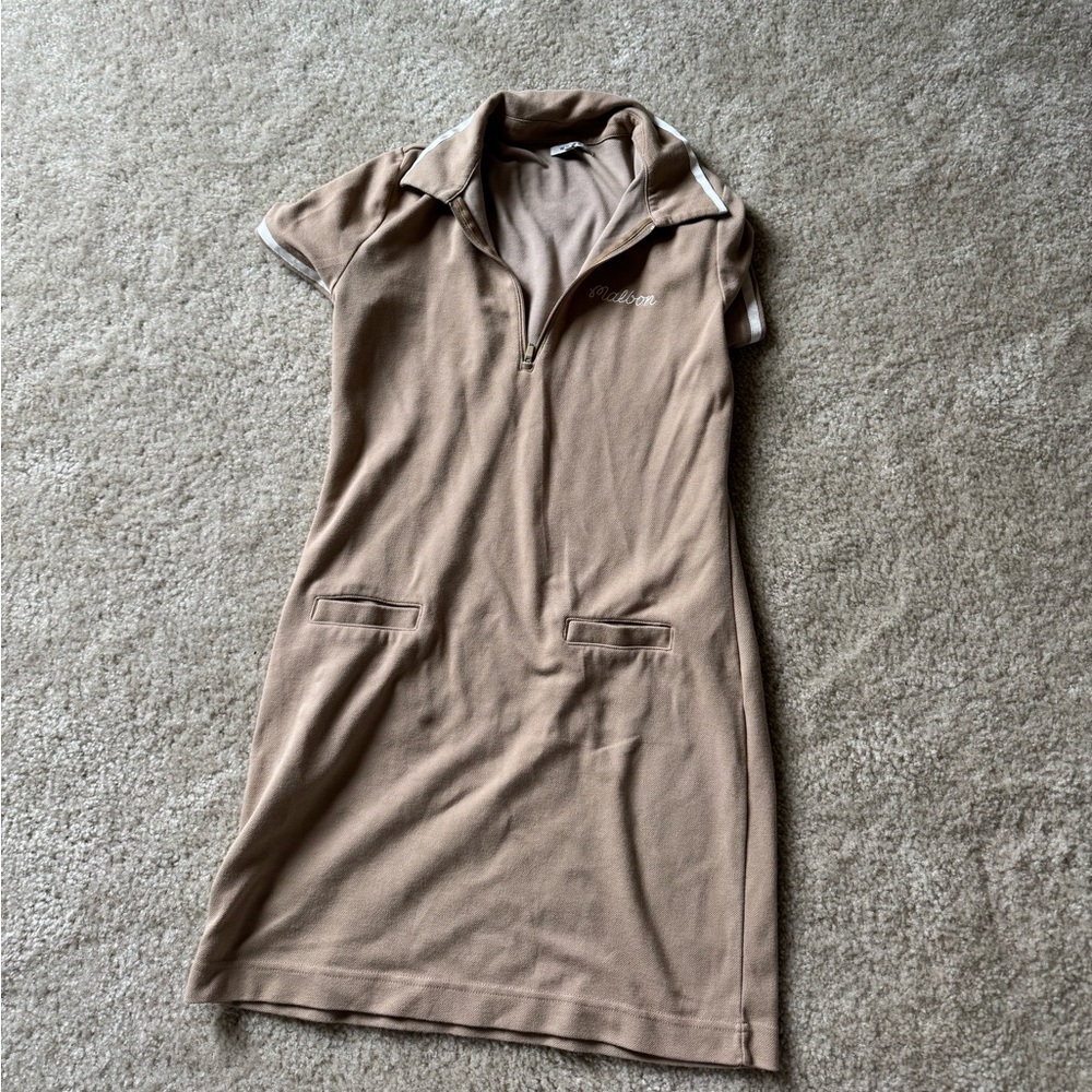 Malbon Women’s Brown Golf Polo Dress with Zip Neck